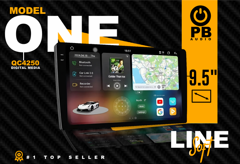 Radio 9.5 Carplay Android Powerboss One 4+64 1.6GHz