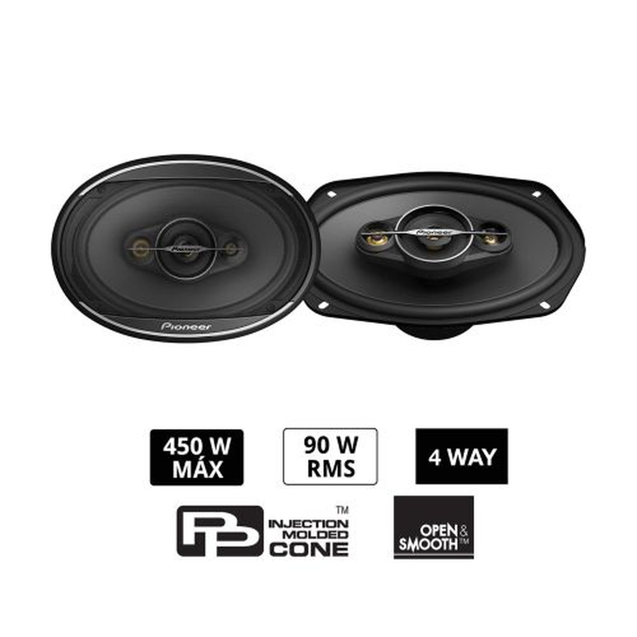 Parlantes 6x9" Pioneer TS-A6968S 4 Vias 90W RMS 450W MAX
