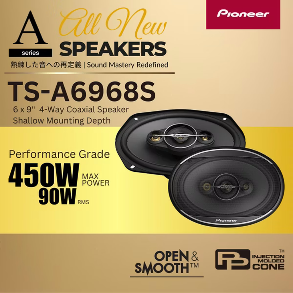 Parlantes 6x9" Pioneer TS-A6968S 4 Vias 90W RMS 450W MAX