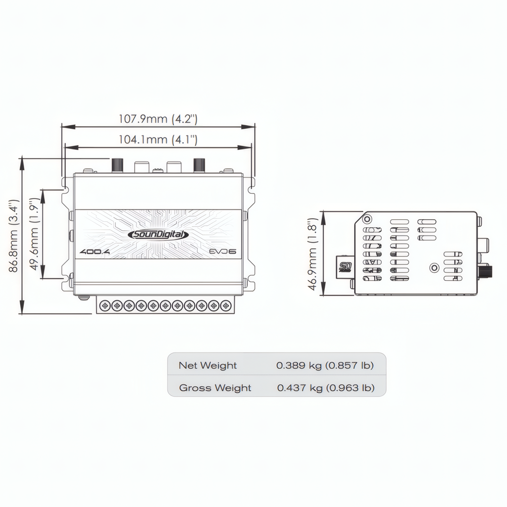 Amplificador 4 Canales SounDigital 400.4 EVO6 4Ohm 8Hz-20KHz