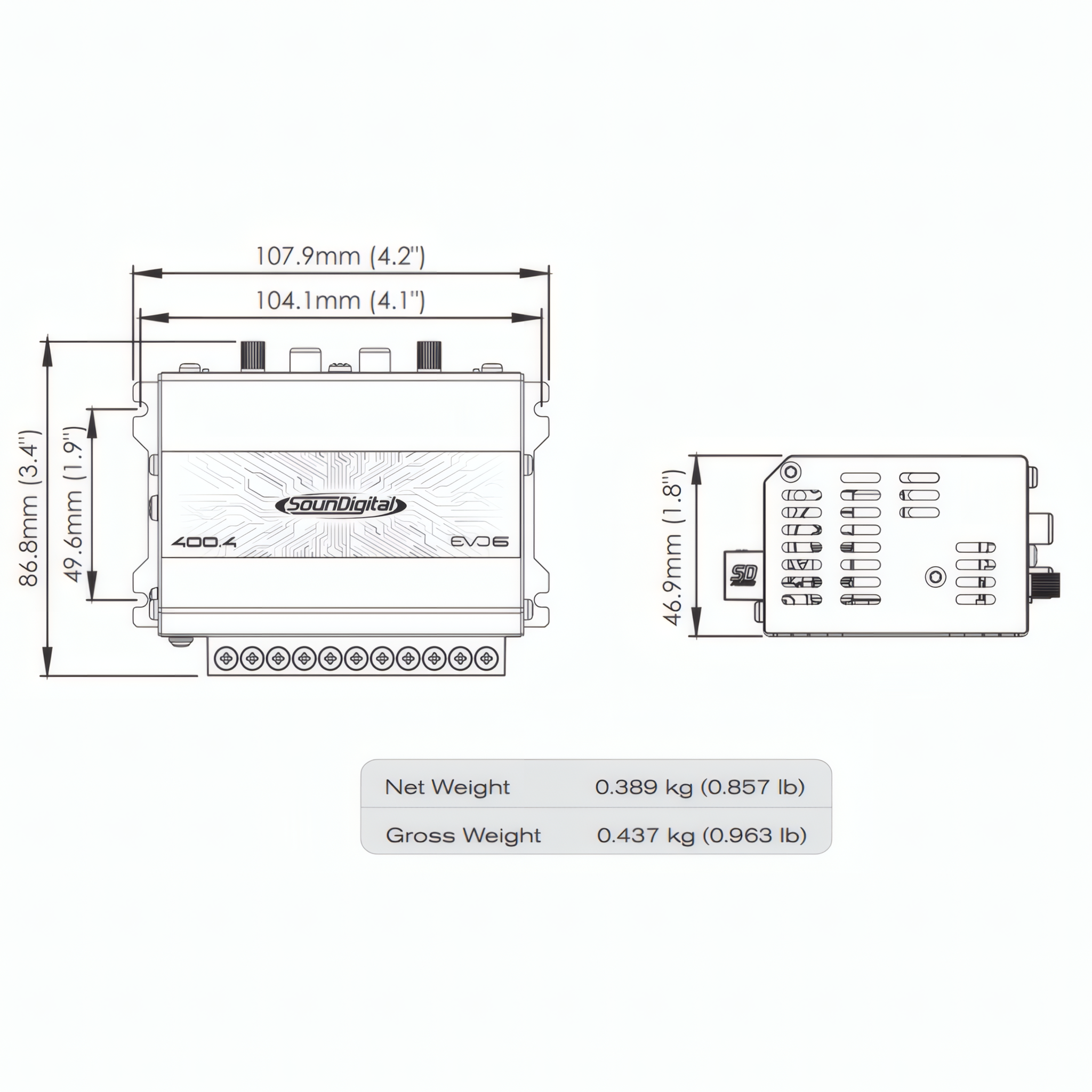 Amplificador 4 Canales SounDigital 400.4 EVO6 4Ohm 8Hz-20KHz