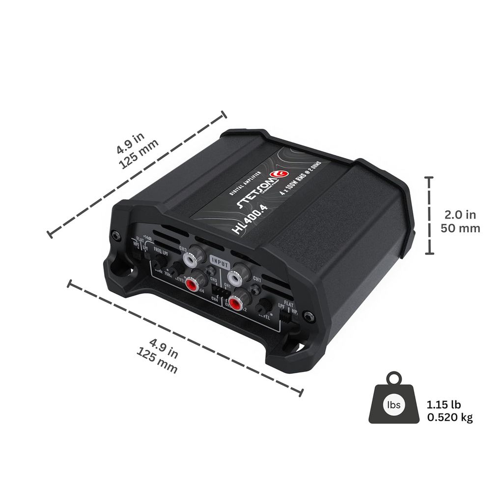 Amplificador 4 Canales Stetsom HL400.4 4X100W RMS 5hz-24khz