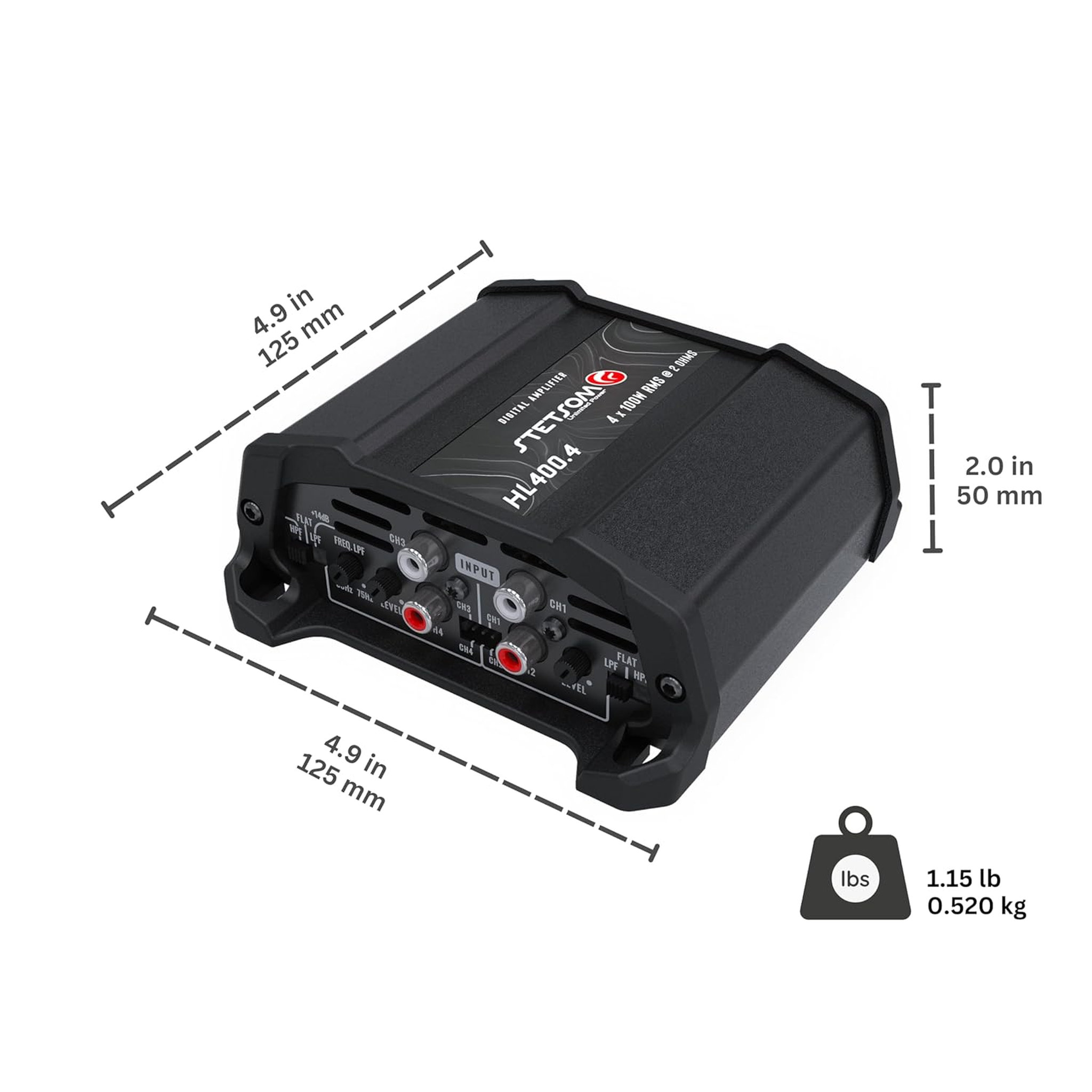 Amplificador 4 Canales Stetsom HL400.4 4X100W RMS 5hz-24khz