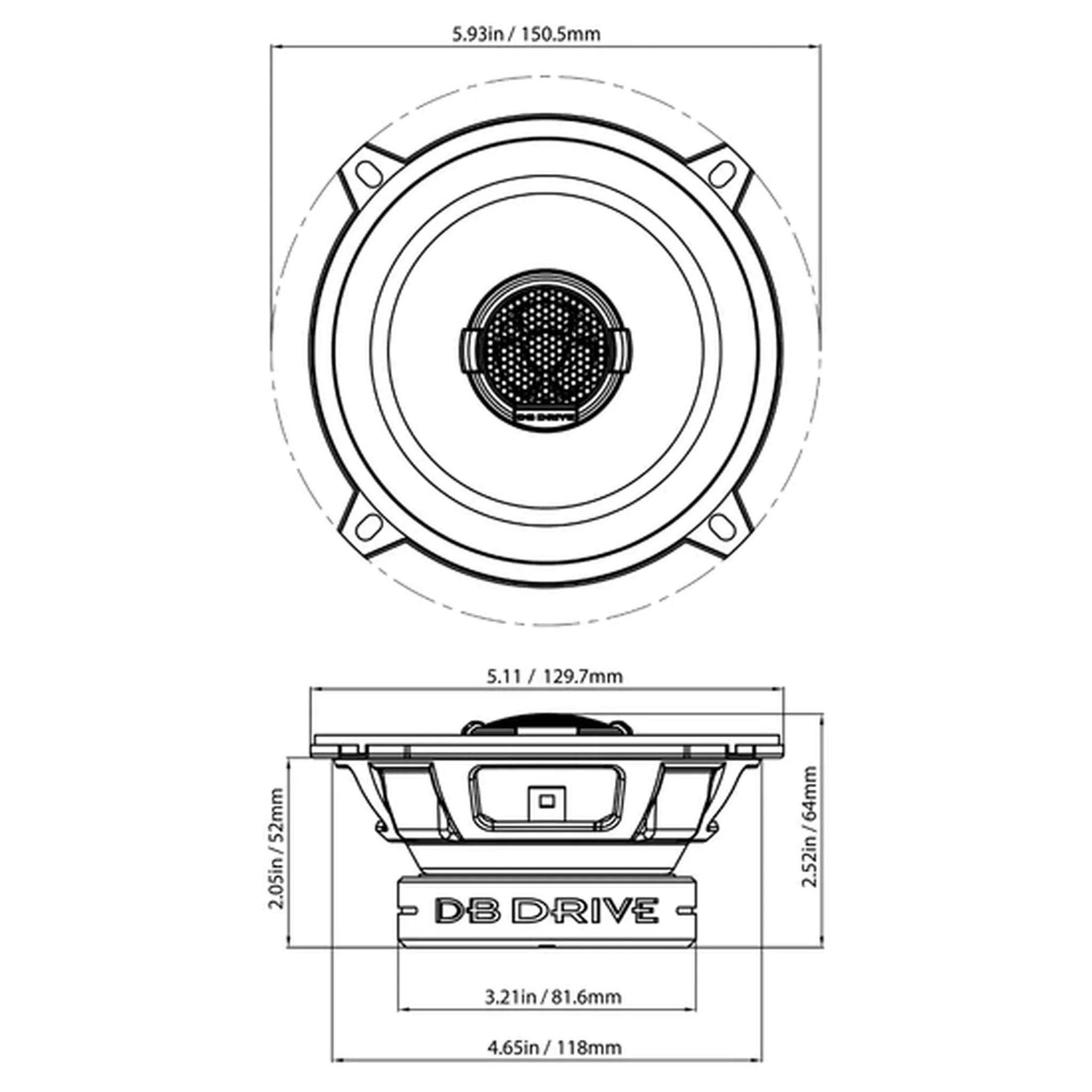 Parlantes 5.25 Pulgadas DB Drive S5.25 2 Vias 55W RMS 275W