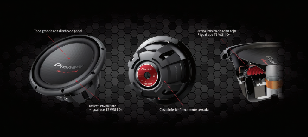 Subwoofer 12" Pioneer TS-W312S4 1600W 500W RMS 1 Bobina