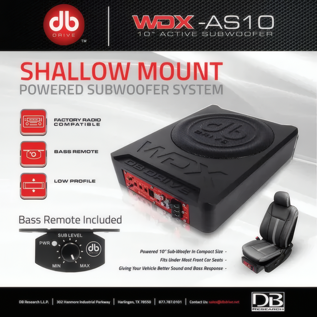 Subwoofer Plano Amplificado DB Drive WDX-AS10 10" 900W 250W